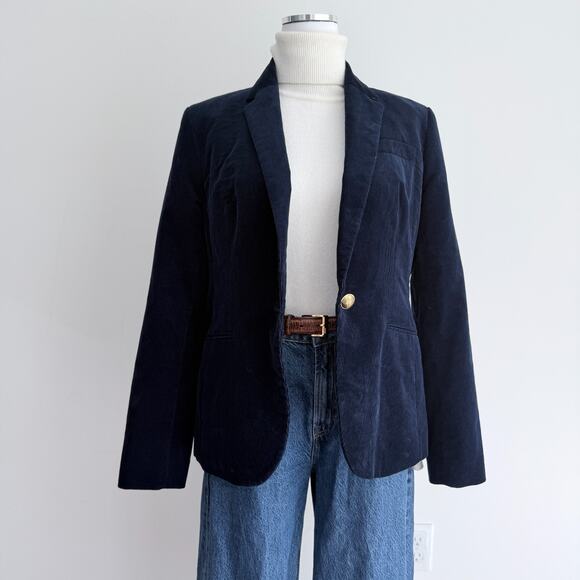 J Crew Campbell Blazer 12 Navy Corduroy Equestrian Preppy Old Money Heritage - Picture 1 of 15